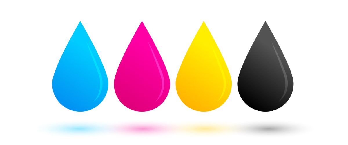 abstract cmyk colors droplet background with shadow effect vector